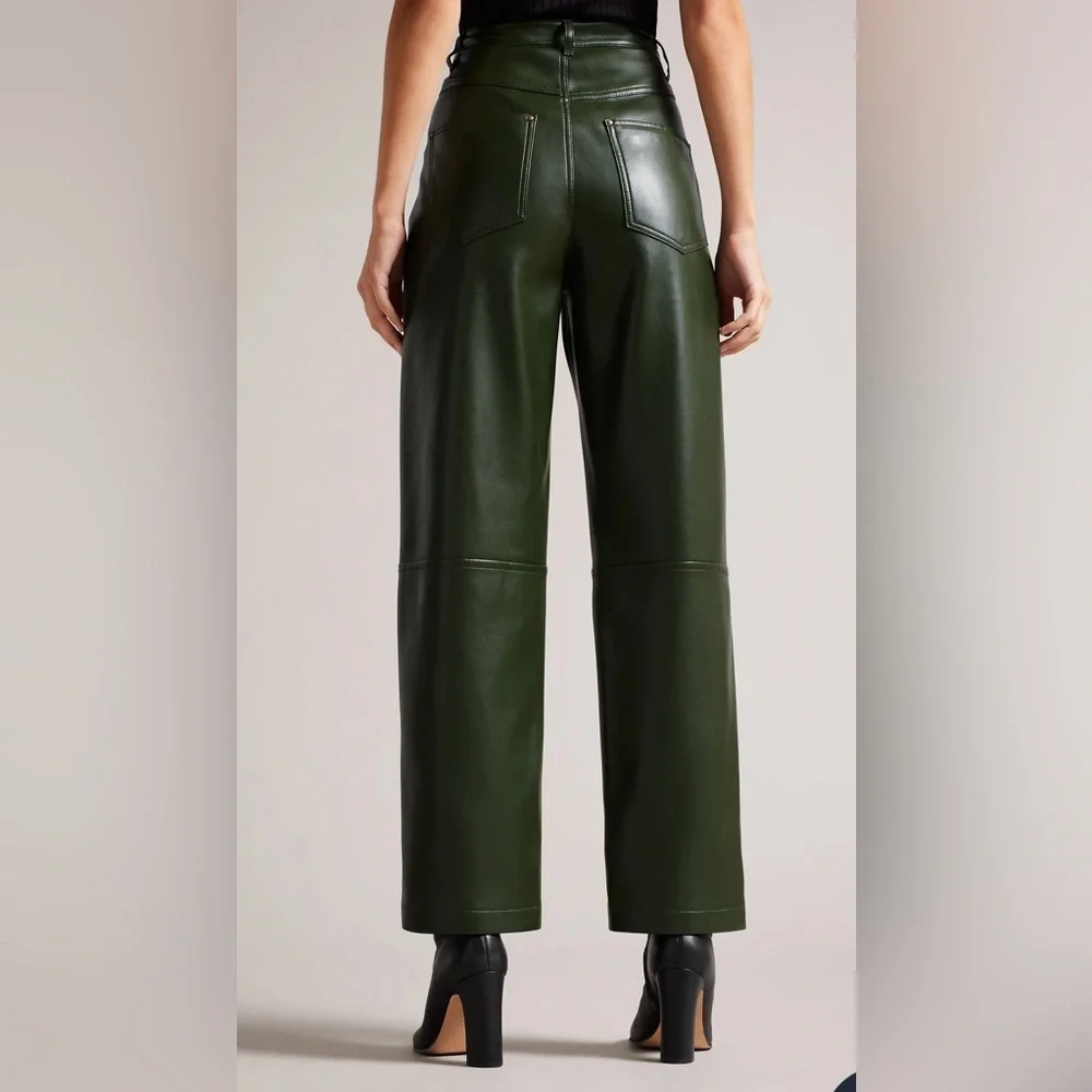 Ted Baker - Plaider Faux Leather Straight Leg Pants - Picture 3 of 9
